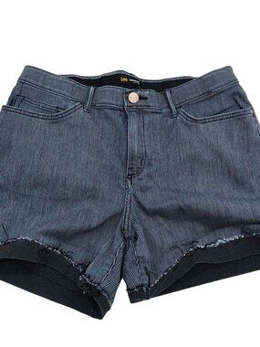 Lee Regular Fit Mid Rise Striped Cuffed Jean Shorts Womens size 14M